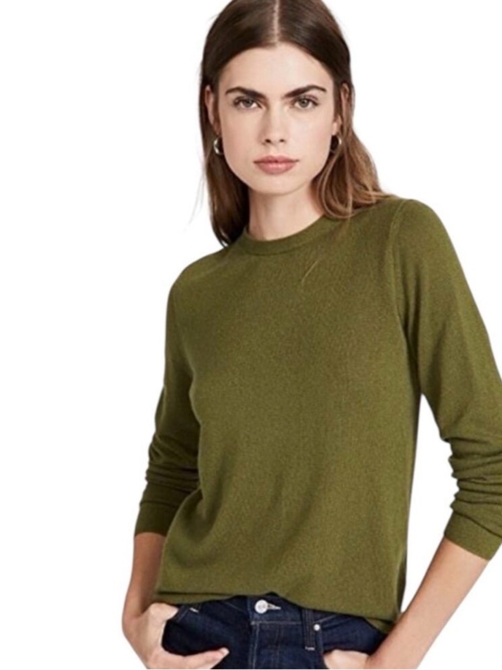 Women’s J. Crew Olive 100% Cashmere Crewneck Sweater